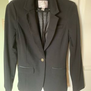 Black blazer with faux leather elbow detail